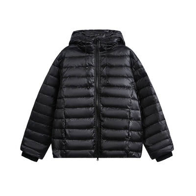 黑色90白鸭绒轻薄排骨羽绒服男款2025新款冬季保暖加厚连帽外套