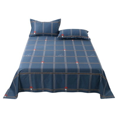 床单单件纯棉100全棉学生宿舍简约蓝色0.9m1.5米家用被单四季通用