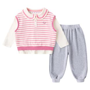 【三件套】嘟嘟家男童套装春季儿童马甲女童T恤宝宝裤子春款童装