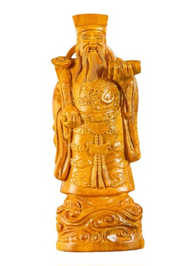 香樟木福禄寿三星摆件财神