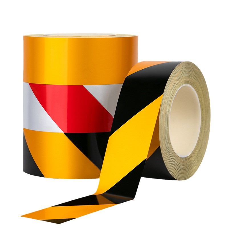 晶格反光警示胶带黑黄超高亮夜间防撞醒目道路护栏交通安全标识贴