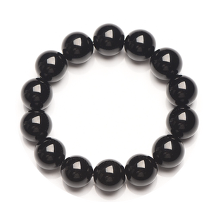 收藏级乌金黑曜石手链天然黑耀石黑色经典圆珠手链多圈手串男女款