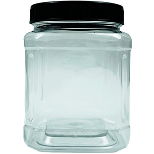 方形罐子塑料罐2500ml透明广口大口径五斤杂粮桶食品蜂蜜塑料桶瓶