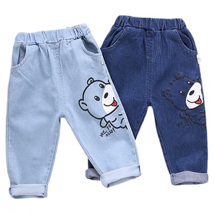 儿童裤子2026新款女童牛仔裤春秋款洋气男宝宝帅气外穿休闲长裤潮