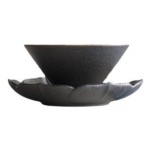 南山先生 黑陶绽莲杯垫 杯子隔热垫家居创意茶杯垫陶瓷茶道配件