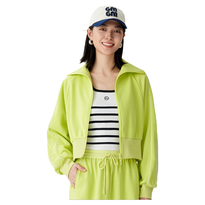 古木夕羊休闲运动风拉链针织外套秋季新品纯色翻领气质显瘦上衣