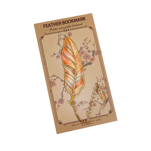 羽毛吊坠书签高档精致精美金属阅读书页夹高颜值古典中国风文创纪念品小学生送老师创意古风文具礼品可定制