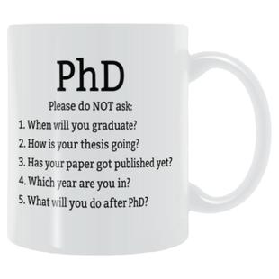 PhD博士的5个提问马克杯350ml陶瓷水杯学生老师同学生日过节礼物