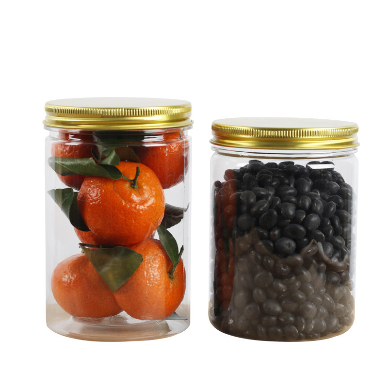 铝金银盖塑料透明塑料瓶食品级储物罐花茶干果罐子大口密封储物罐