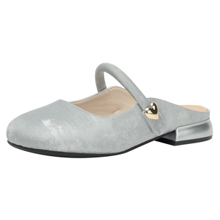 戈美其银色包头半拖鞋女夏外穿新款温柔晚晚风法式气质凉拖鞋