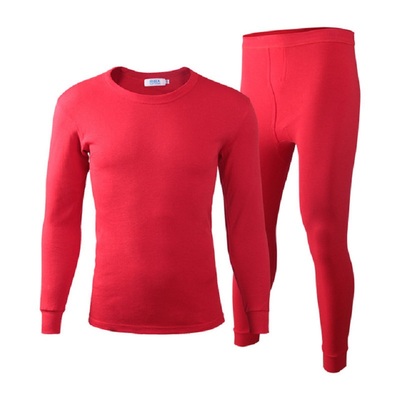 红豆100%纯棉大红色秋衣秋裤套装