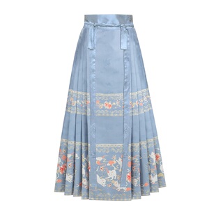 云藏月绣 新中式 原创御狸日常国风妆花织金天青马面裙汉服女春夏