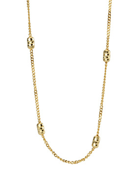 S925纯银素链车花珠桶项链侧身链