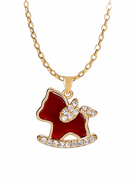 红色小马项链女款2025新款高级感