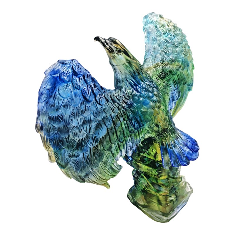 彩色玻璃老鹰飞鸟桌面摆件