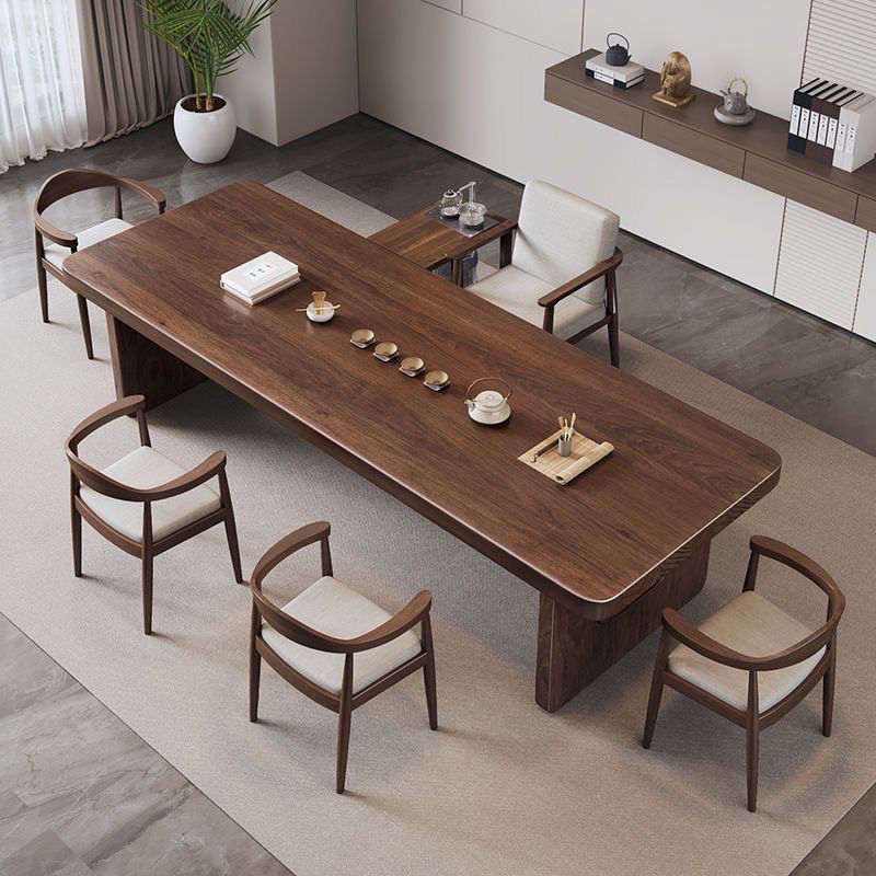 新中式实木大板茶台现代简约原木家用办公室轻奢茶几泡茶桌椅组合