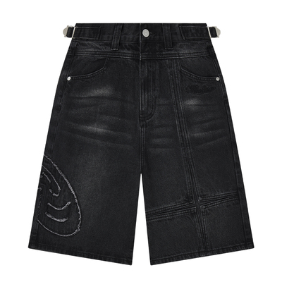 Realism黑丹宁潮牌男士短裤