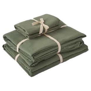 木墨生活 舒云四件套 纯棉床上四件套绿床单被套四季通用床品