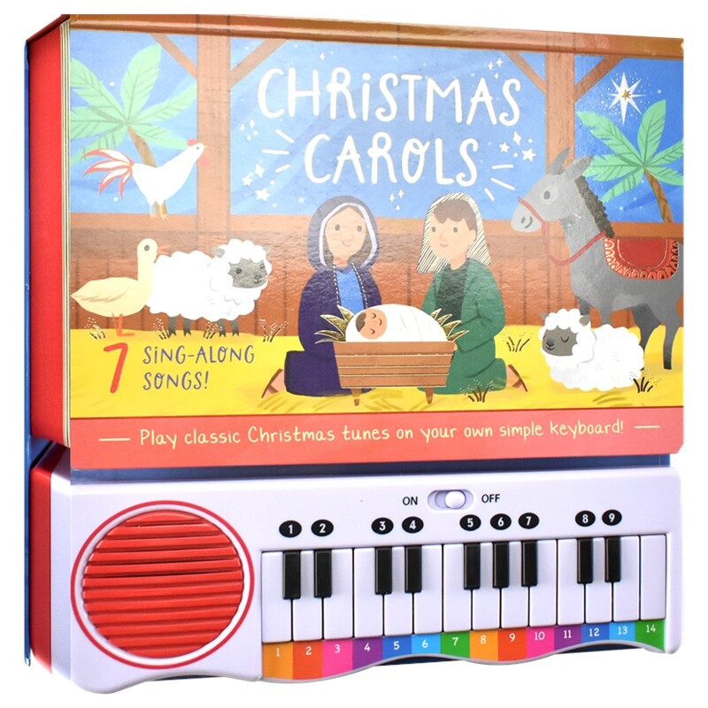 Christmas Carols 圣诞颂歌 童谣琴键发声书 钢琴纸板书 含7首儿歌 儿童英语音乐启蒙 亲子读物 英文原版进口儿童图书