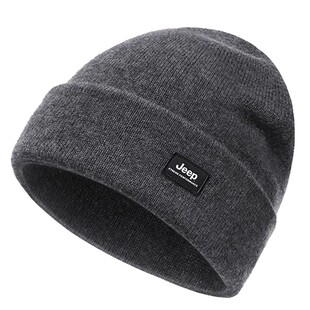 jeep吉普羊毛混纺帽子男士冬季骑行护耳保暖针织帽加绒防寒毛线帽