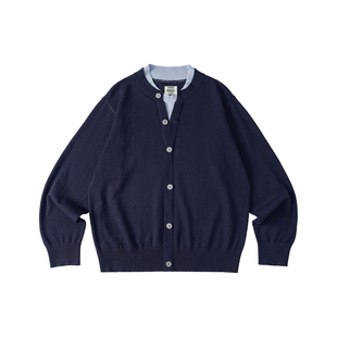 LR MADE 26SS 撞色领口假开衫 慵懒假两件 绵羊毛套头针织衫毛衣