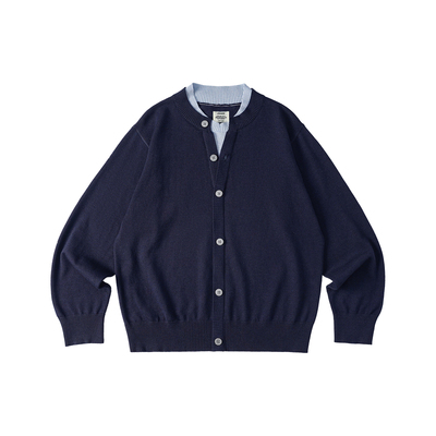 LR MADE 26SS 撞色领口假开衫 慵懒假两件 绵羊毛套头针织衫毛衣