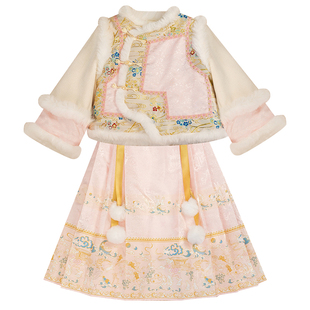 女童汉服拜年服2026新款冬季明制国风套装儿童中式加厚女孩过年服