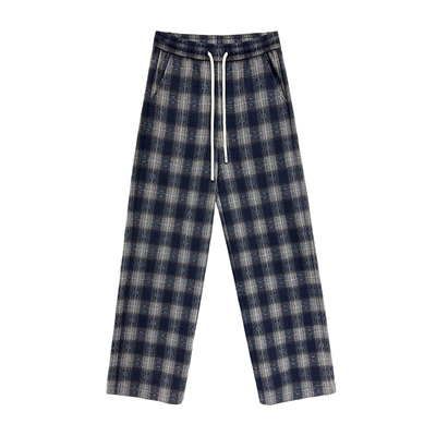 毛呢格子裤女秋冬2025新款阔腿裤