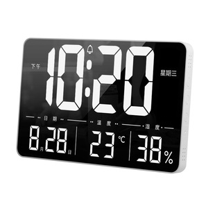 wifi大屏电子时钟数字显示钟表温度计湿度日历挂墙桌面摆台万年历