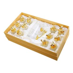 十二生肖小酒杯套装水晶玻璃龙型分酒器高档礼盒白酒烈酒一口杯