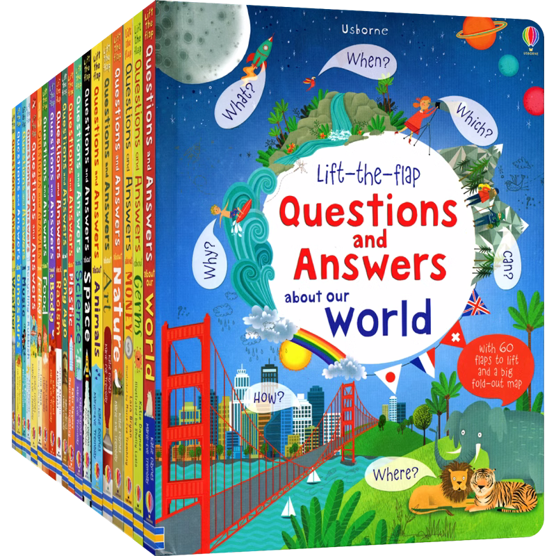 Usborne Lift-The-Flap Questions And Answers Music Feelings Nature Money Our World Time 问与答 儿童百科 翻翻书 英文原版