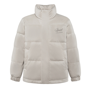 森马羽绒服男质感仿麂皮冬新款纯色绣花绒面外套情侣宽松百搭男士