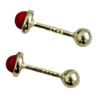 本命年纯银红色螺丝耳钉女养耳洞