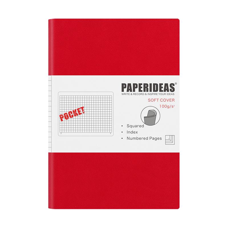PAPERIDEAS页码口袋本A6软面记事本随身笔记本便携迷你小本子记者速记手帐本定制LOGO方格网格点阵本空白本