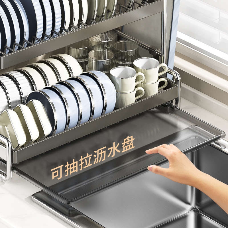 碗碟收纳架不锈钢厨房置物架多功能放碗架碗筷收纳盒柜碗盘沥水架