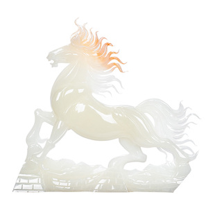 天然玉石招财马摆件新中式客厅办公室酒柜装饰品公司乔迁开业礼品