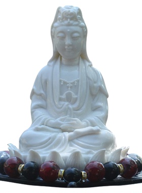 陶瓷南海坐莲观音菩萨家用观世音菩萨家居客厅中控台佛像摆件