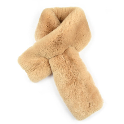 驼色双面皮毛一体超厚保暖围脖
