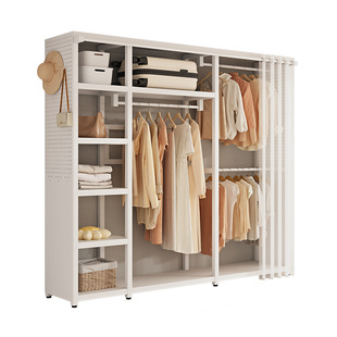 全金属洞洞板衣帽架落地卧室开放式铁艺防尘衣柜挂衣架置物架组合