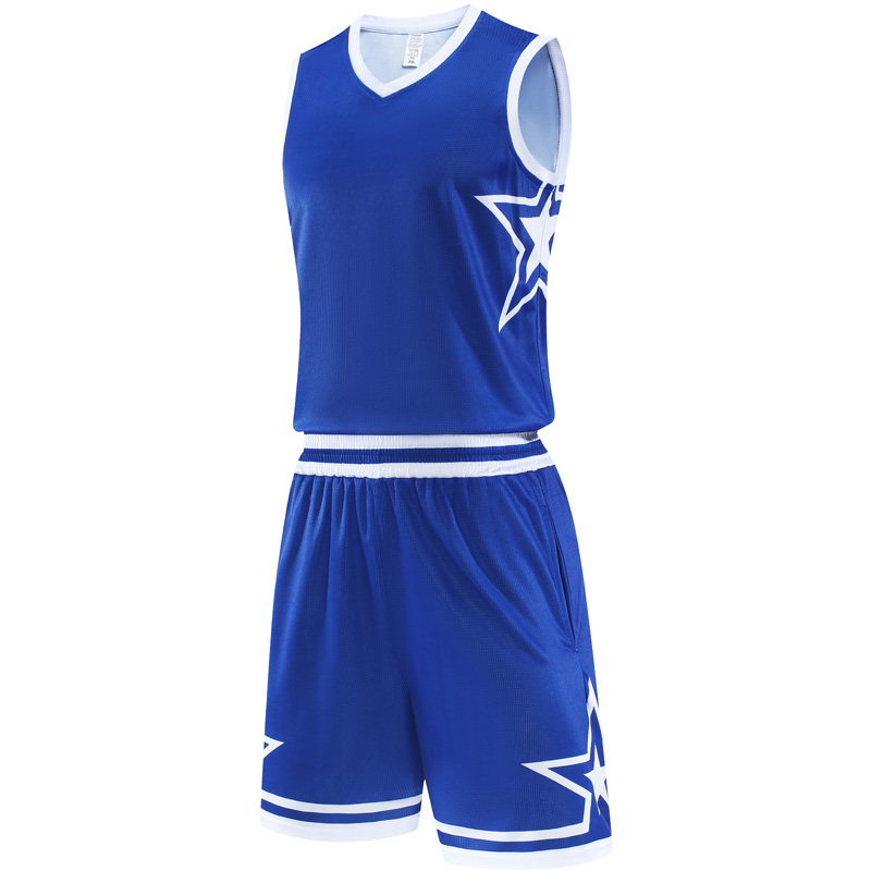 美式成人学生篮球服套装球衣夏季背心比赛训练服定制印字637彩蓝
