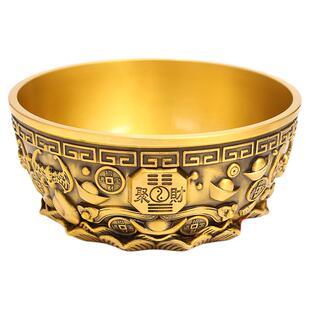 聚宝盆黄铜米缸开业礼品招财生财聚财八方来财家用客厅存钱罐摆件