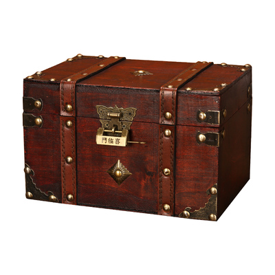 藏宝箱木质复古中式储物道具摆件