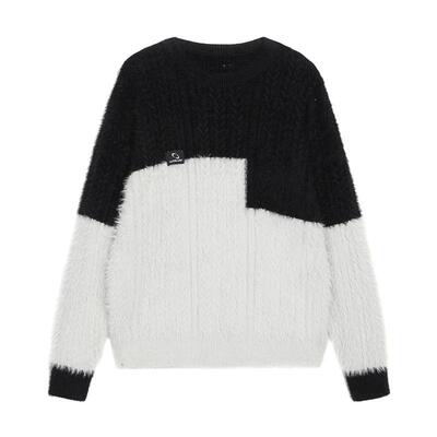 hotplanet圆领加厚拼色软糯毛衣