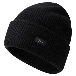 玖慕男士毛线帽秋冬季保暖加厚大头围羊毛绒感包头护耳针织冷帽子