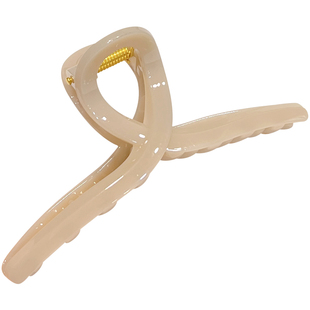 超大号发量多鲨鱼夹发夹女奶茶色温柔风交叉后脑勺盘发抓夹高级感