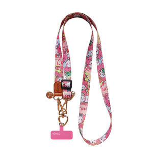 卡通可爱彩绘编织带子手机挂绳女斜挎宽版可调节挂脖长款学生儿童户外登山旅游行包包链套壳水杯肩背通用新品