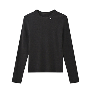 seawhen海维恩冬季新款韩版简约通勤磨毛加厚长袖T恤打底衫女3597