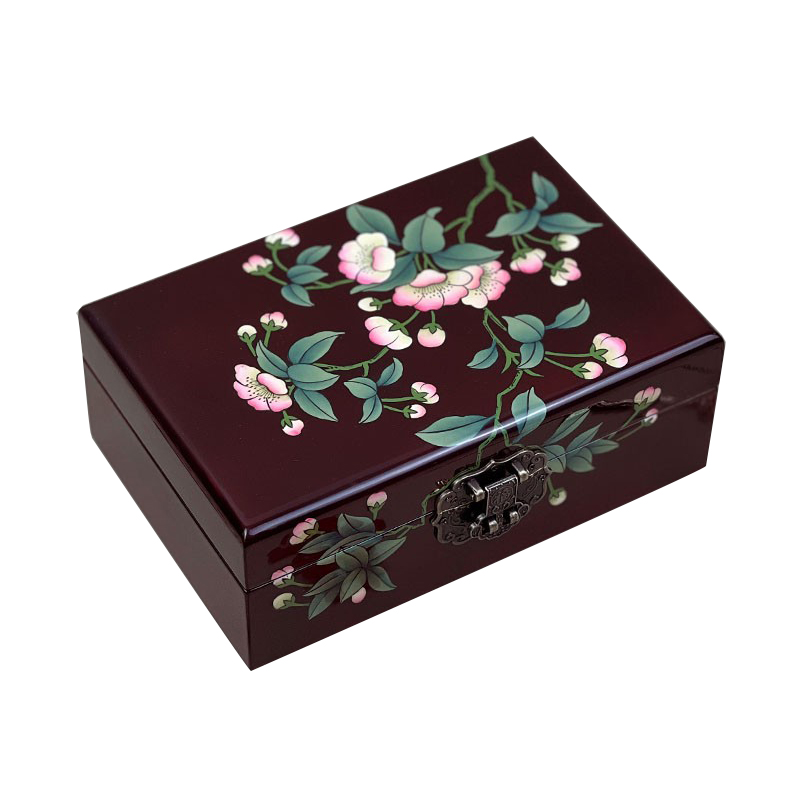 非遗手绘复古高档中国风妆奁精致挂项链款平遥古城推光漆器首饰盒