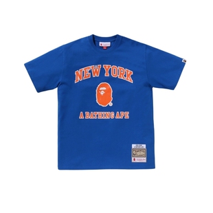 BAPE X M&N联名男装25年秋冬NBA纽约尼克斯队图案短袖T恤917091P