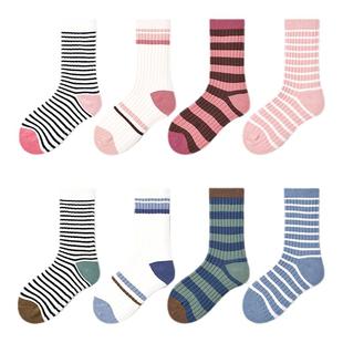 儿童袜子春秋纯棉条纹中筒袜中大童秋冬季棉袜男童女童春季运动袜